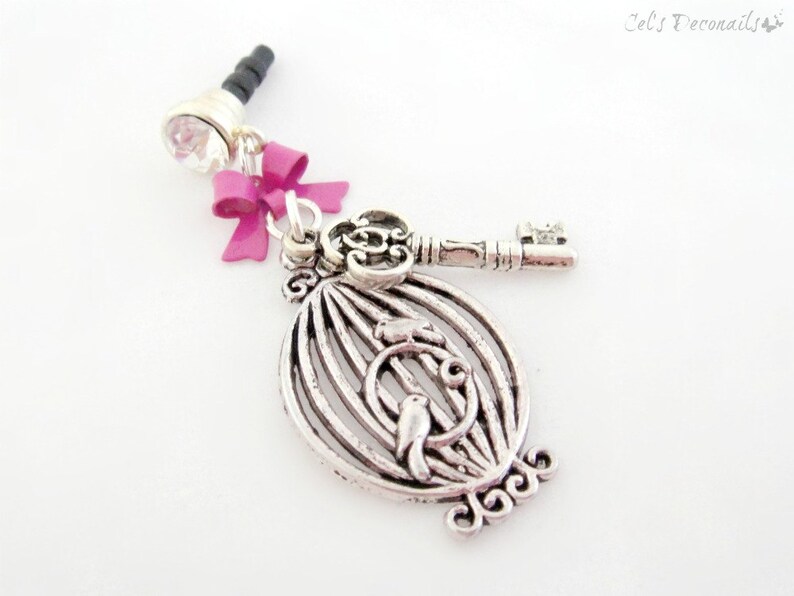 Birdcage and Key iPhone Dust Plug Charm Smartphone Earphone Etsy