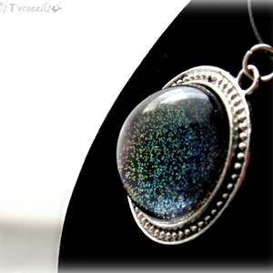 Rainbow glitter gothic pendant, pastel goth statement jewelry, fairy kei, gift for her