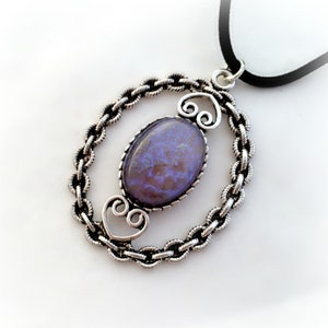 Tanzanite opal pendant, purple opal crystal necklace, gothic pendant image 3