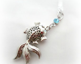 Koi fish mobile phone dust plug charm, good luck charm, smartphone earphone jack charm