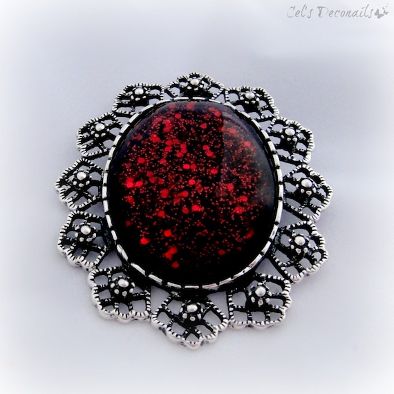 Black Blood Gothic Brooch Vampire Necklace Halloween Jewelry