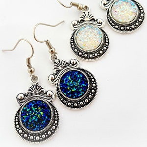 Viktorianischen gotischen Druzy Ohrringe, Ohrringe, gotischen Schmuck