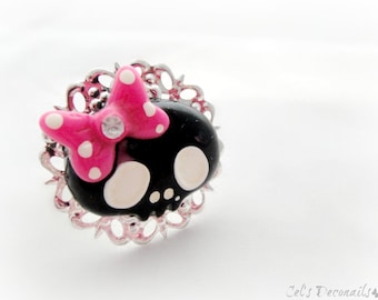 Kawaii pastel goth skull ring, spooky kawaii jewelry