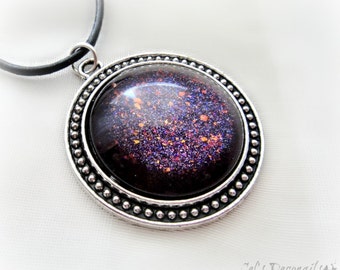 Midnight purple pendant necklace, gothic jewelry, gift for her