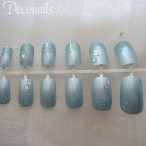 Kawaii nail set pale blue stars, Japanese nail art, women accessories image 3