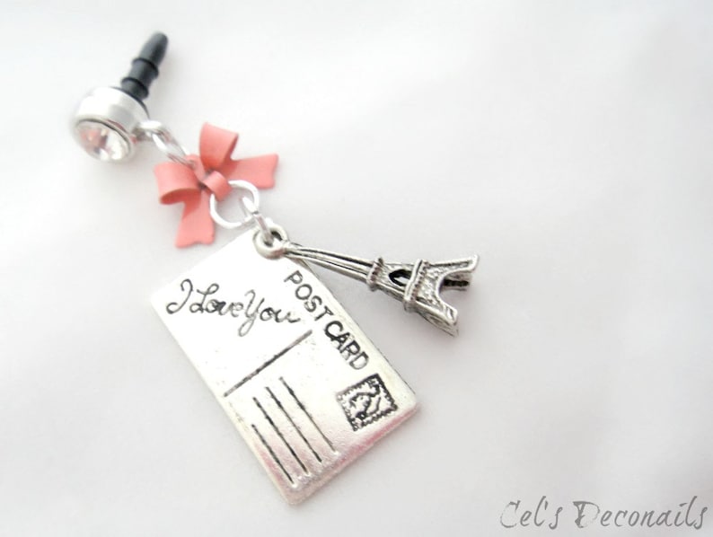 Letters from Paris iPhone dust plug charm, earphone jack charm, Princess phone charm planner charm image 1