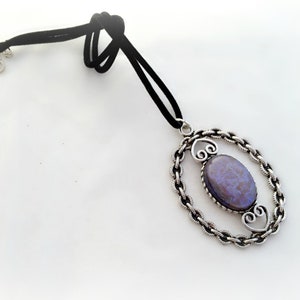 Tanzanite opal pendant, purple opal crystal necklace, gothic pendant image 4