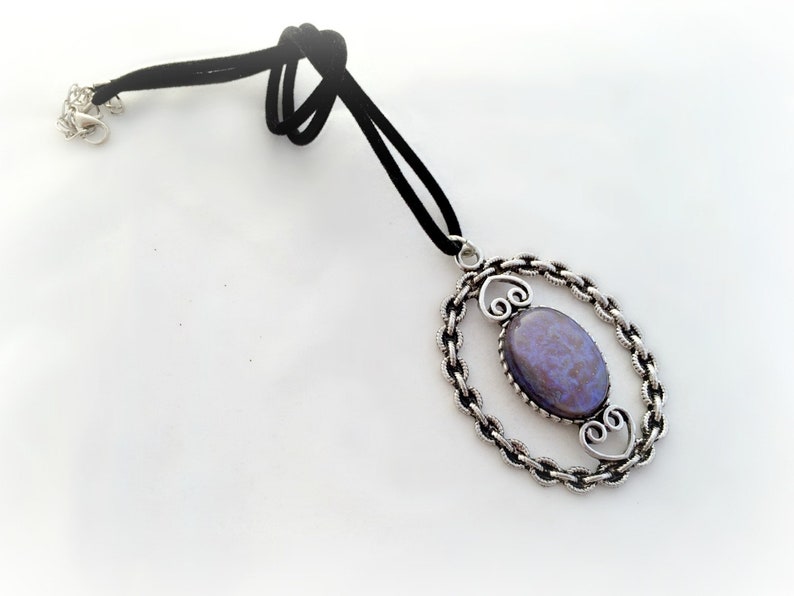 Tanzanite opal pendant, purple opal crystal necklace, gothic pendant image 4