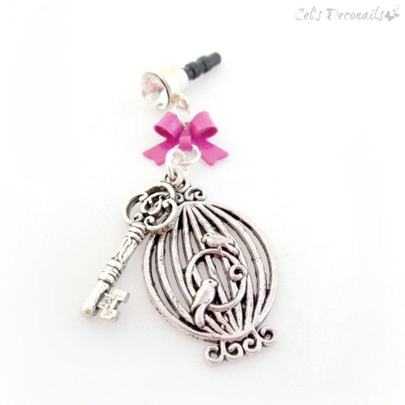 Birdcage and Key iPhone Dust Plug Charm Smartphone Earphone Etsy