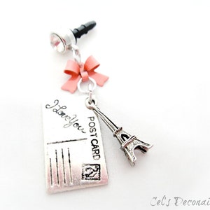 Letters from Paris iPhone dust plug charm, earphone jack charm, Princess phone charm planner charm image 2