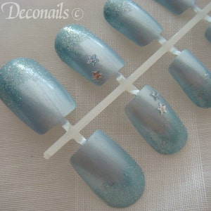 Kawaii nail set pale blue stars, Japanese nail art, women accessories image 2