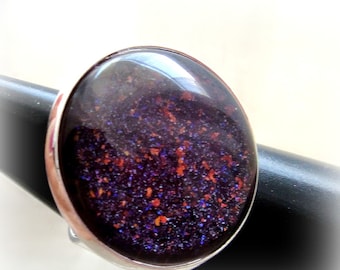 Midnight purple glitter ring, gothic jewelry, women gift