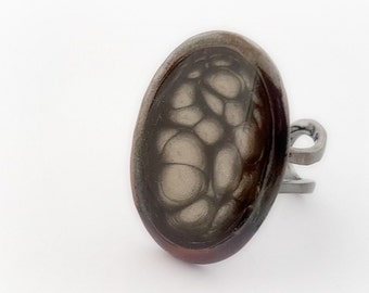 Black honeycomb victorian gothic ring, alien steampunk ring, cybergoth jewelry, handmade gift