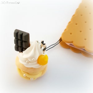 Cream puff planner charm, kawaii phone charm, cute miniature food planner accessory, purse charm image 3