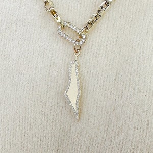 14K Solid Gold Diamant Zustand Israels Charm Anhänger (Real Gold & Diamant Israels Ausschnitt Karte Anhänger Halskette) {Charm allein ohne Kette}