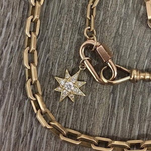 Pavé Diamond Starburst 14K Solid Gold Necklace, Large Size (Polaris Star Charm Pendant Real Natural Diamonds North Star Compass Symbol)