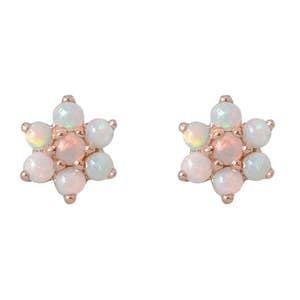 Opal Blume 14K Solid Gold Ohrstecker (echter natürlicher Opal Edelsteine Rosenknospe) {als Einzelstück oder Paar mit Push- oder Schraubverschluss