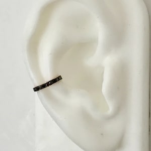 Black Diamond 14K Solid Gold Ear Cuff {Full Pavé Real Natural Black Diamonds} (Pierceless Hoop Cartilage No Piercing Wrap Earring Cuff)