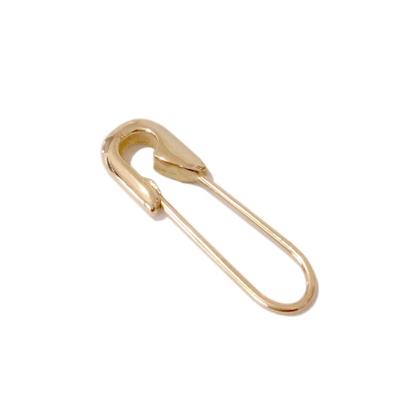 Safety Pin Earring, 14K Solid Gold Small Size (Detailed Unique Real Solid Gold) {Great for Multiple Piercings in Yellow, White & Rose Gold}