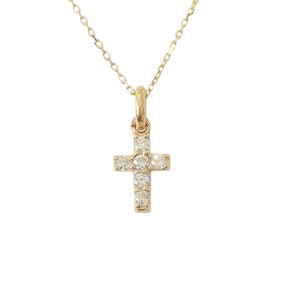 14K Solid Gold Diamond Cross Necklace (Pavé Real Natural Diamonds & Solid Gold Charm Pendant ~ Unique Religious Gift Ideas) Avail w/o Chain