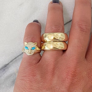 14K Solid Gold Donut Eternity Stack Band Ring (Thick Round Solid Stacking Bridal Bands Wedding Engagement Stack Cigar Band Ring Style)