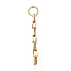 Thick Round Charm Enhancer 14K Solid Gold With Thick Oval Link Lariat Chain Extender, Small Size Links (Charm Chain Lariat Link Extenders)