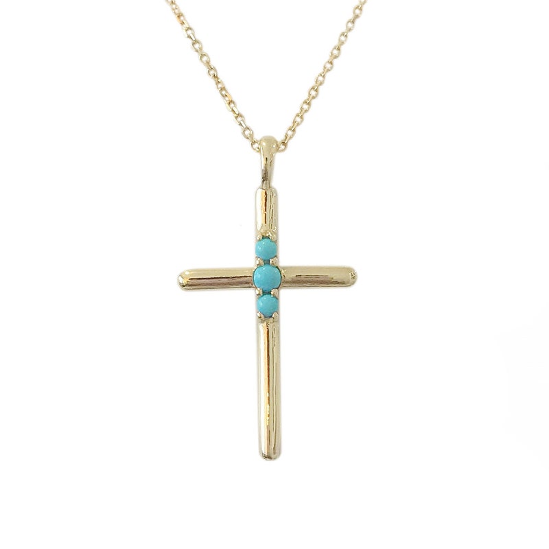 Dainty Turquoise Cross Necklace main image 1