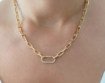 14K Gold Round Enhancer Thick Flat Oval Rolo Link Lariat Chain