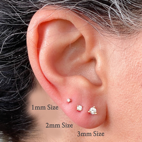 Two Earring Back Replacements |14K Solid White Gold | Threaded Push  on-Screw Off |Quality Die Struck | Post Size .032 | 1 Pair