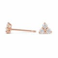 Triple Diamond Stud 14K Solid Gold Earrings: Real Natural Diamond Trinity Cluster Studs; Push, Screw or Flat Back Backings; Single or Pair