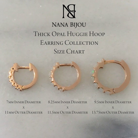 Huggie Hoop Earrings Size Chart