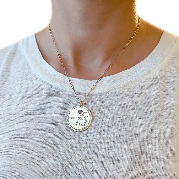 I love you to the deals moon and back 14k gold necklace
