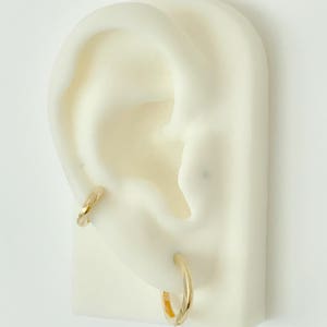 Thick 14K Solid Gold Huggie Hinged Hoop Earring Cuff, 10mm Outer x 6mm Inner Diameter (Cartilage, Helix, & 2nd Hole Piercings) image 9