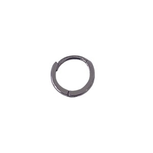 Boucle d'oreille unique en or massif 14 carats noir rhodié Huggie (diamètres en or véritable massif 8 mm, 9 mm, 10 mm, 12 mm, 15 mm)