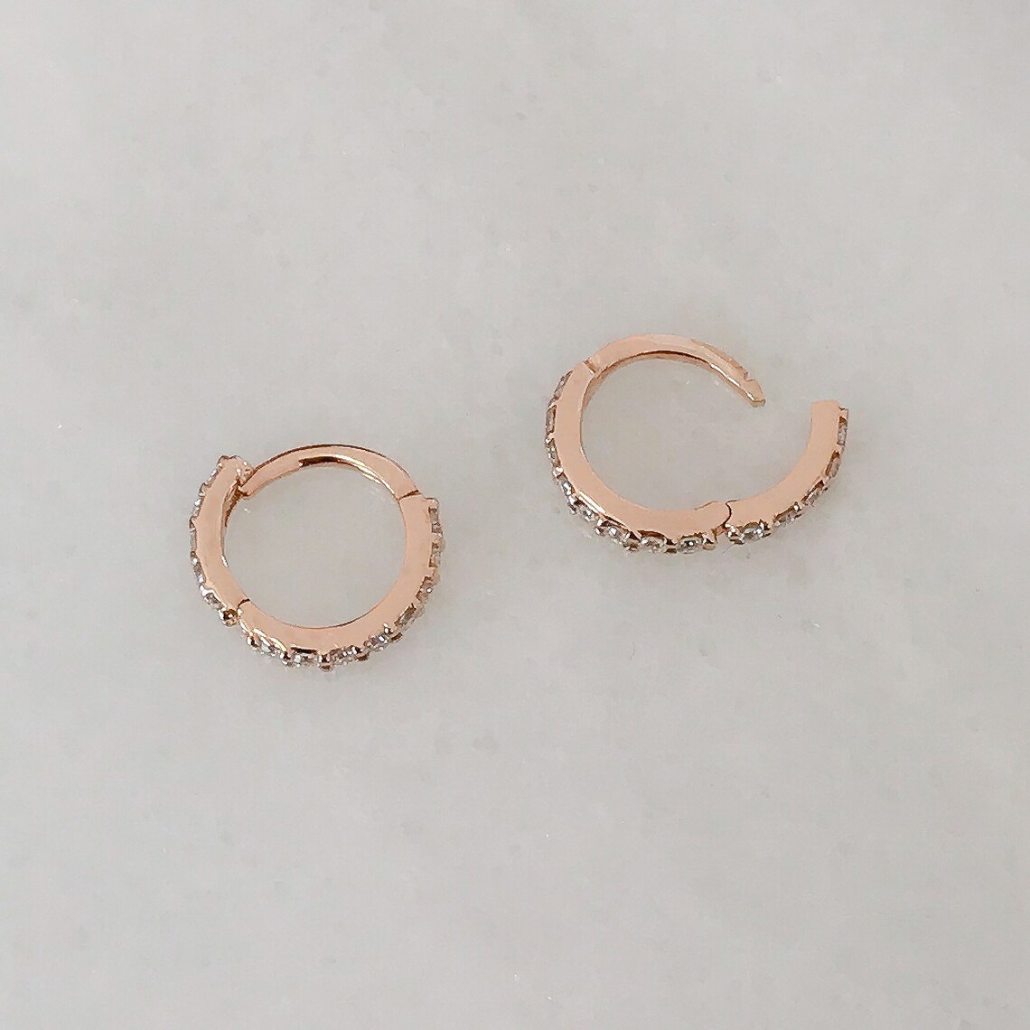 Turquoise Pavé Gold Huggie Earrings