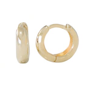 Dikke 14 kt massief gouden Huggie scharnierende oorbel, 14 mm buiten x 9 mm binnendiameter (manchet voor oorlel en 2e gaatje) {per stuk of per paar}