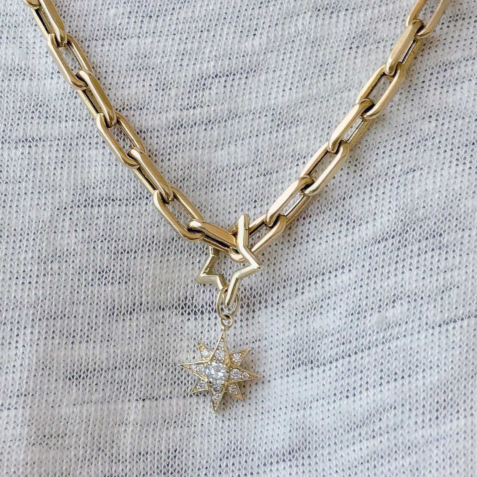 Star Charm Enhancer 14K Solid Gold Lock Pendant real 14K Etsy