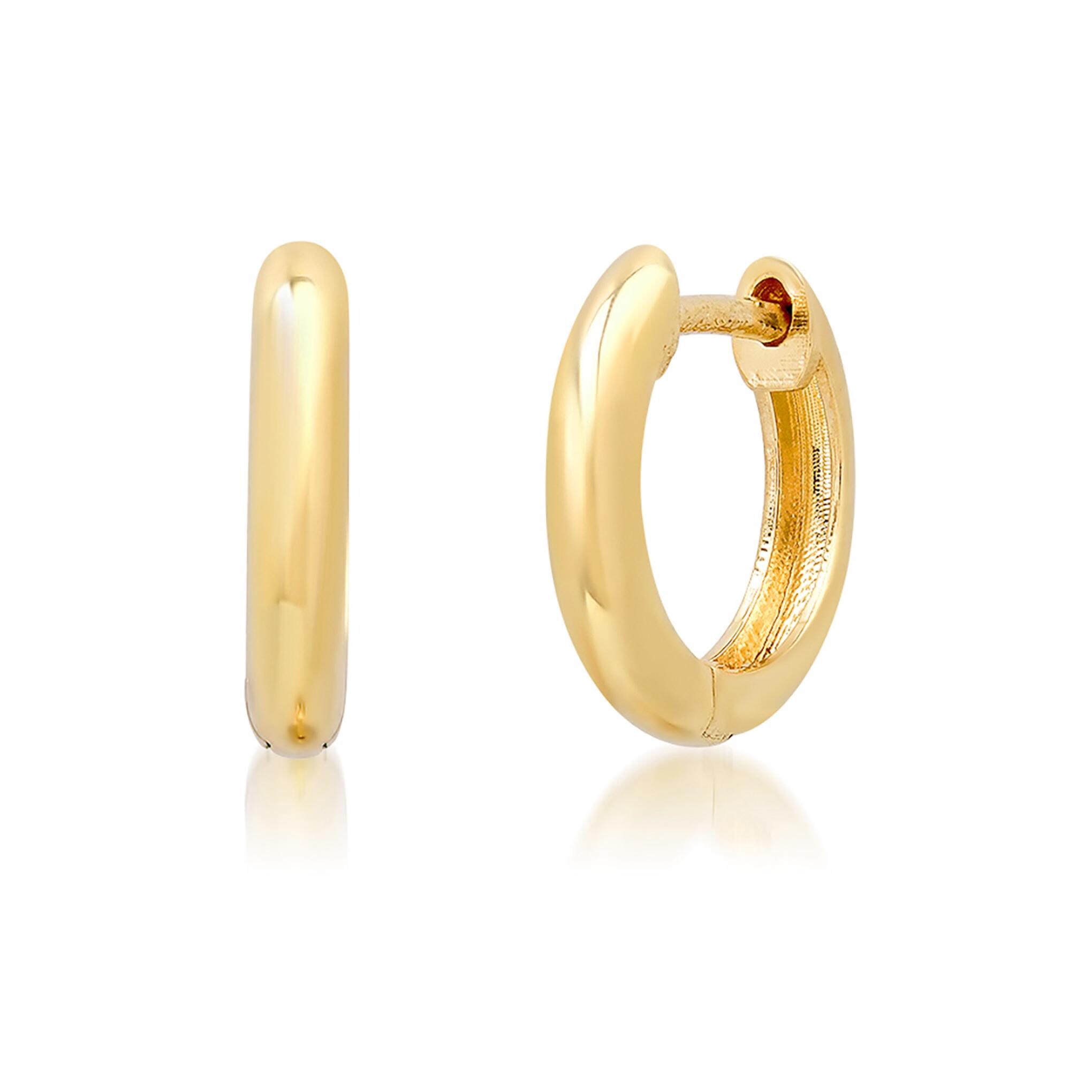 Ioka 14K Yellow Gold 3mm Huggie Hoop Earrings – Hinged – Made In USA