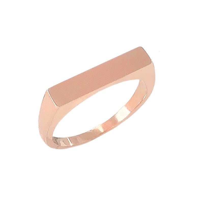 Personalized 14K Solid Gold Rectangle Engravable Signet Ring, Small ...