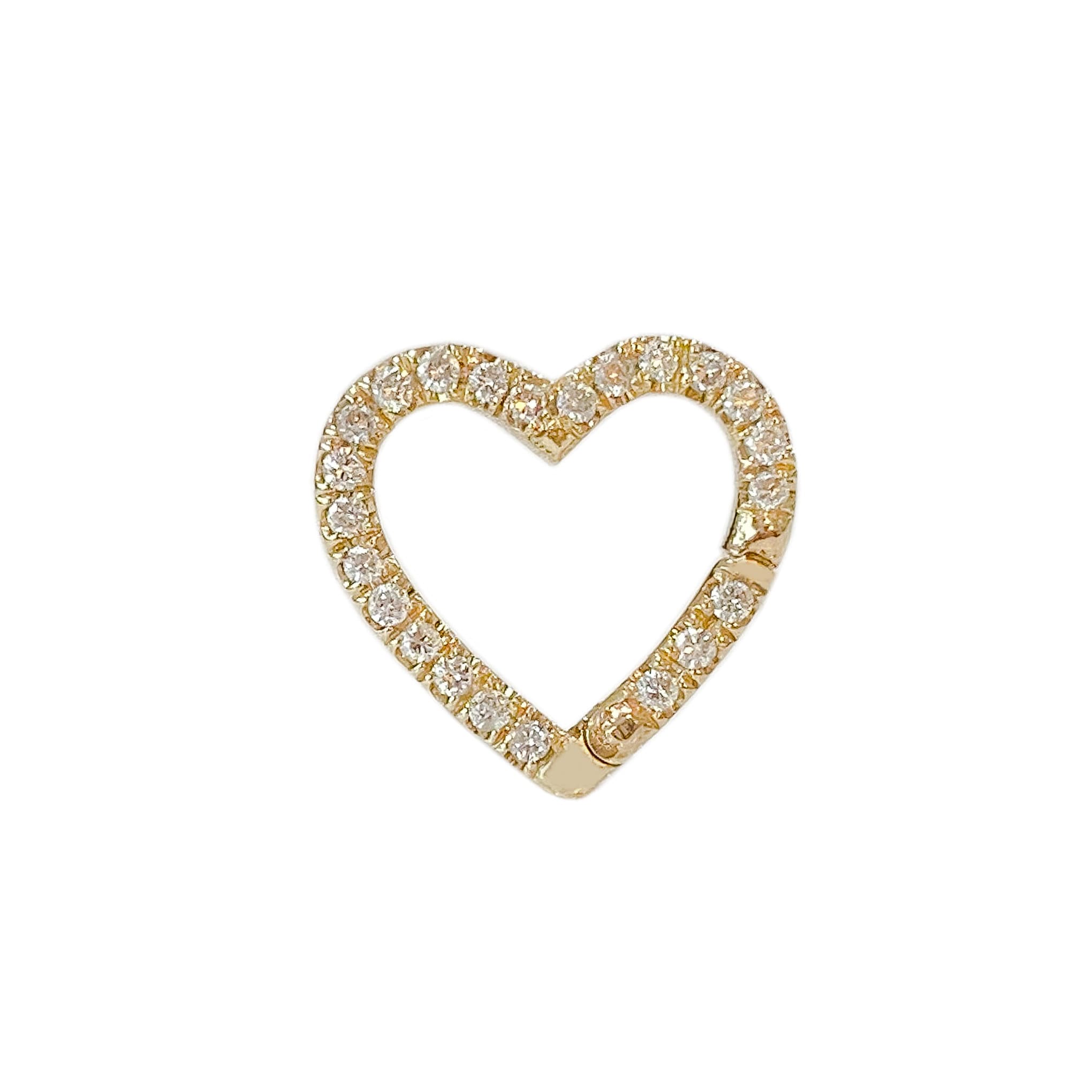 Diamond Heart Charm Enhancer 14K Solid Gold Lock Pendant Real Etsy