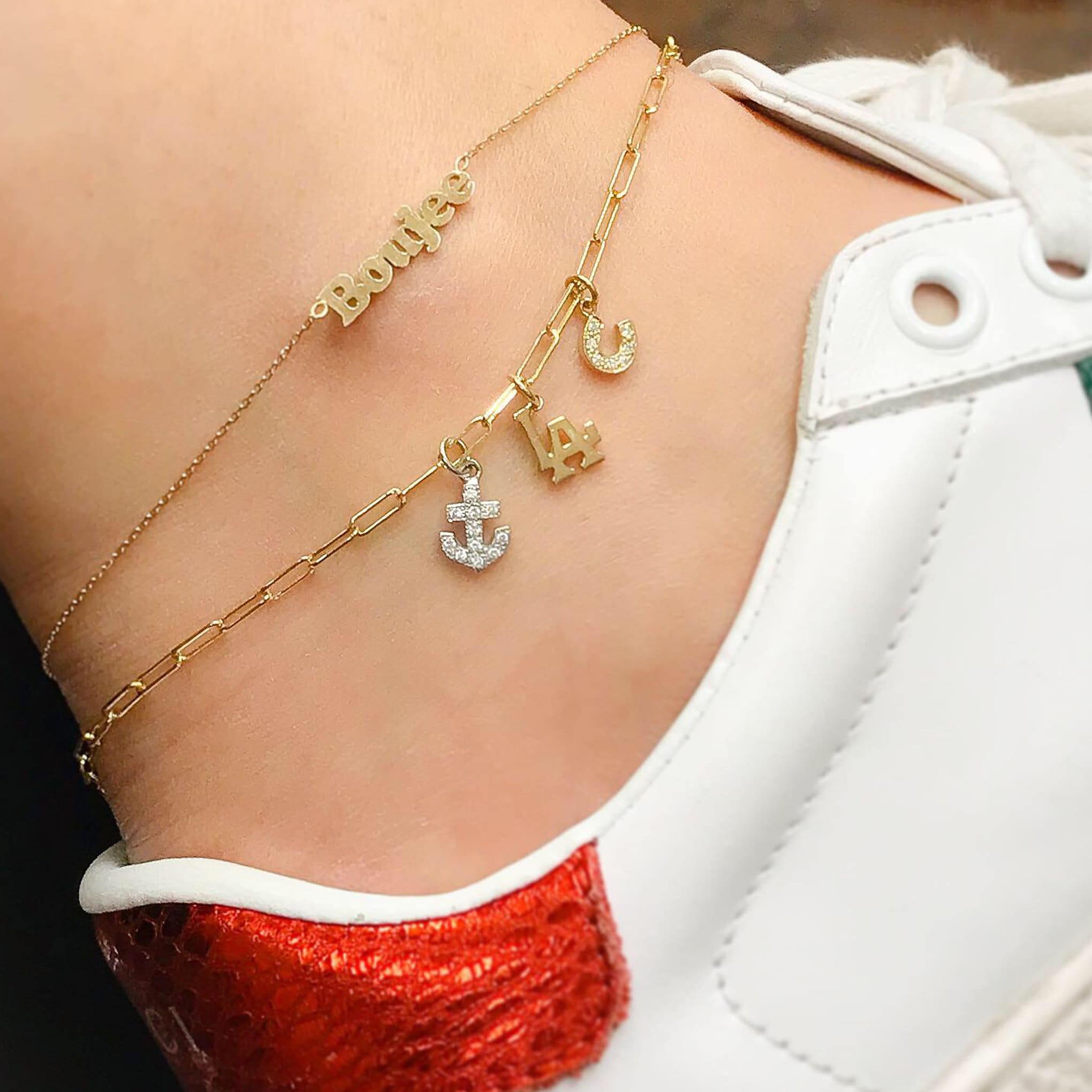 LAロゴチャーム14Kソリッドゴールドネックレス：ロサンゼルス 