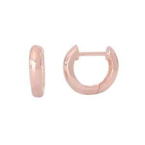 Thick 14K Solid Gold Huggie Hinged Hoop Earring Cuff, 10mm Outer x 6mm Inner Diameter (Cartilage, Helix, & 2nd Hole Piercings) 14K Rose Gold