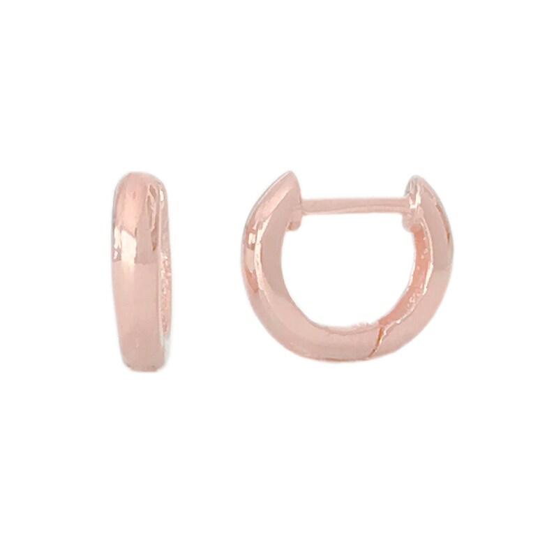 Thick 14K Solid Gold Huggie Hinged Hoop Earring Cuff, 10mm Outer x 6mm Inner Diameter (Cartilage, Helix, & 2nd Hole Piercings) 14K Rose Gold