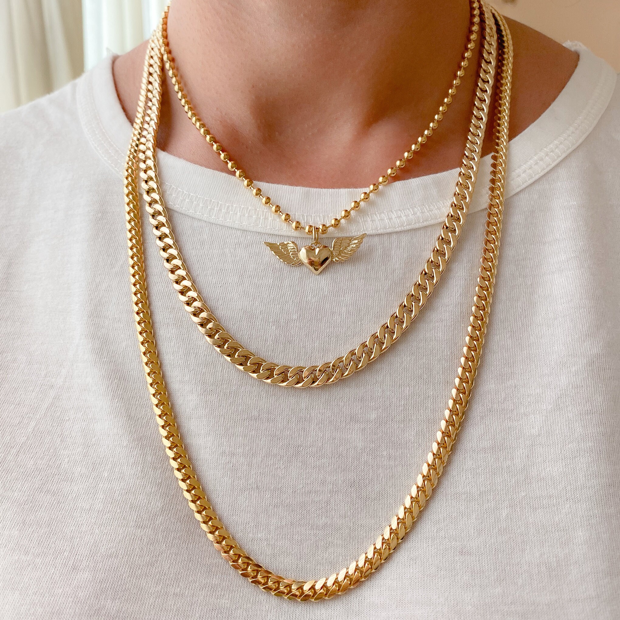 Cuban Link 14K Solid Gold Chain Necklace 6mm Width real Solid