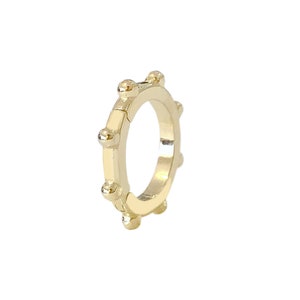 Ball Detail Enhancer Charm 14K Solid Gold Pendant Lock (Round Real 14K Solid Gold Multiple Charm Holder Connector for Thick Chains) In Stock