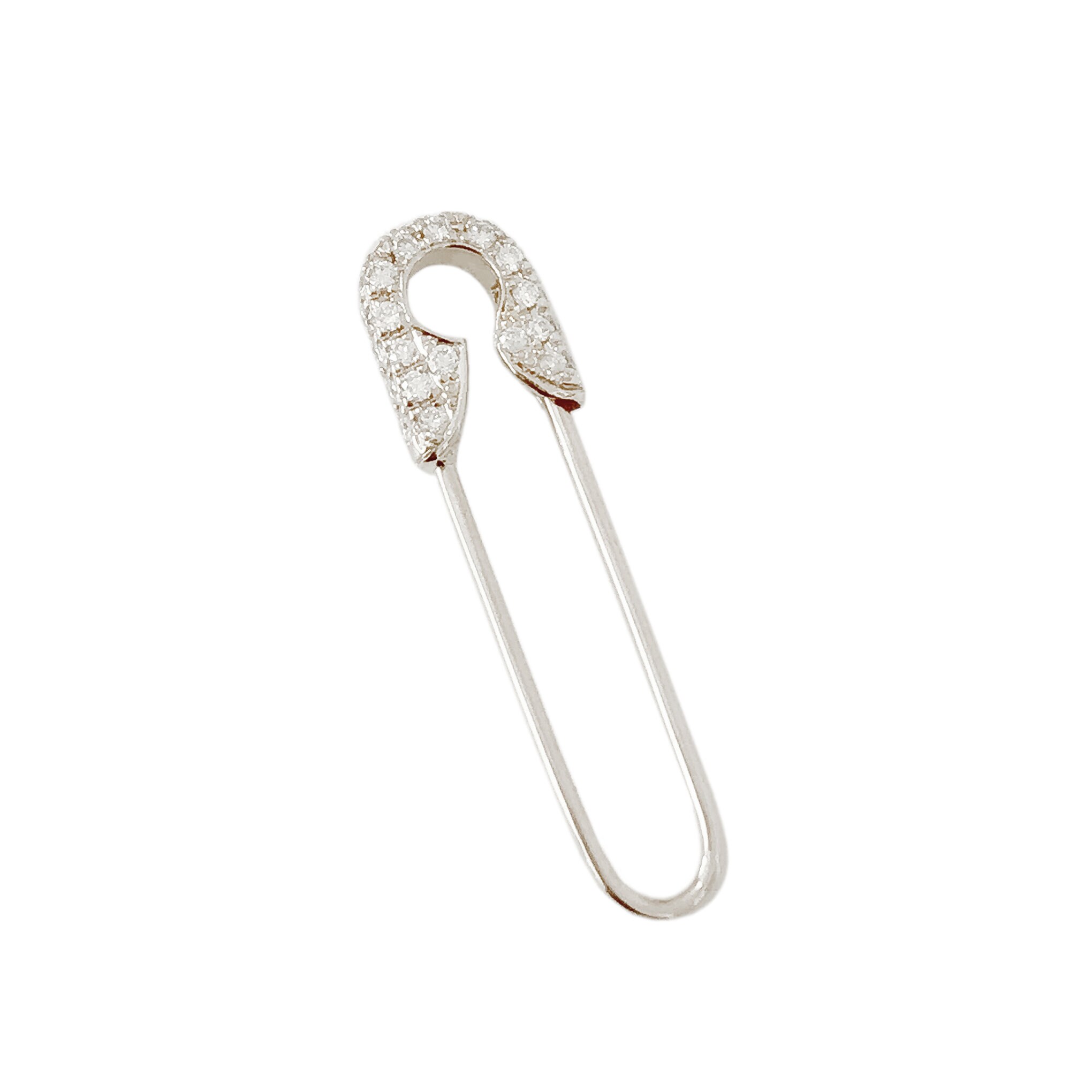 Pave diamond safety outlet pin earring