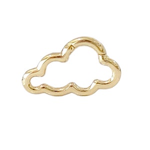 Cloud Charm Enhancer 14K Solid Gold Lock Pendant (Real 14K Solid Gold Durable Chain Connector For Multiple Charms) Yellow, White, Rose Gold