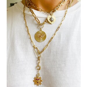 Thick Elongated Flat Oval Link 14K Solid Gold Chain Link Necklace, XL Size (Minimalist Layering Solid Gold Italian Paperclip Style Chain) image 6