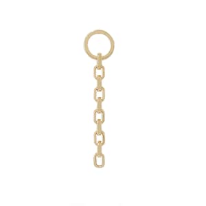 Thick Round Charm Enhancer 14K Solid Gold With Thick Oval Rolo Link Lariat Chain Extender, Small Size Links (Charm Lariat Link Extenders)