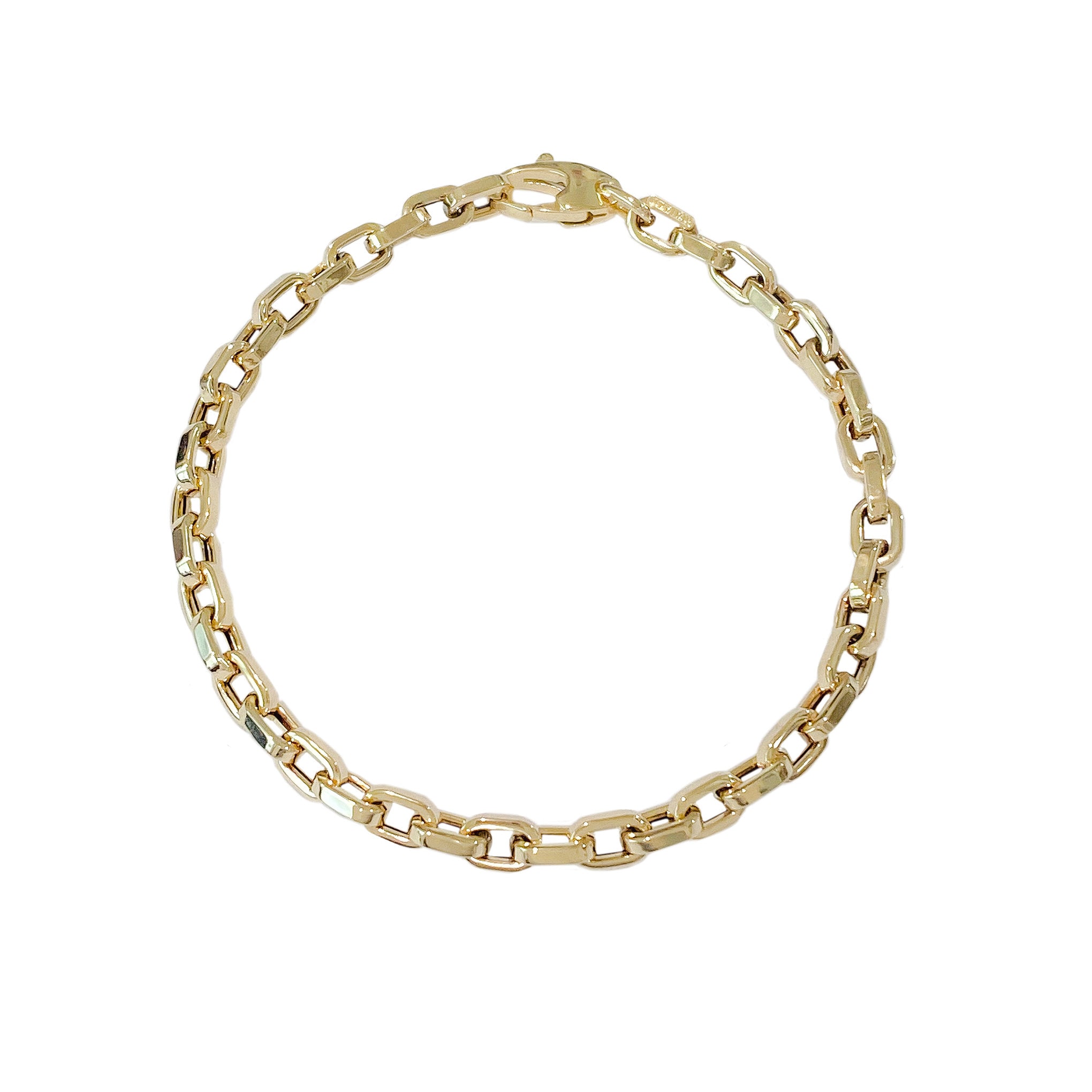 Thick Flat Oval Rolo Link 14K Solid Gold Italian Chain Link 